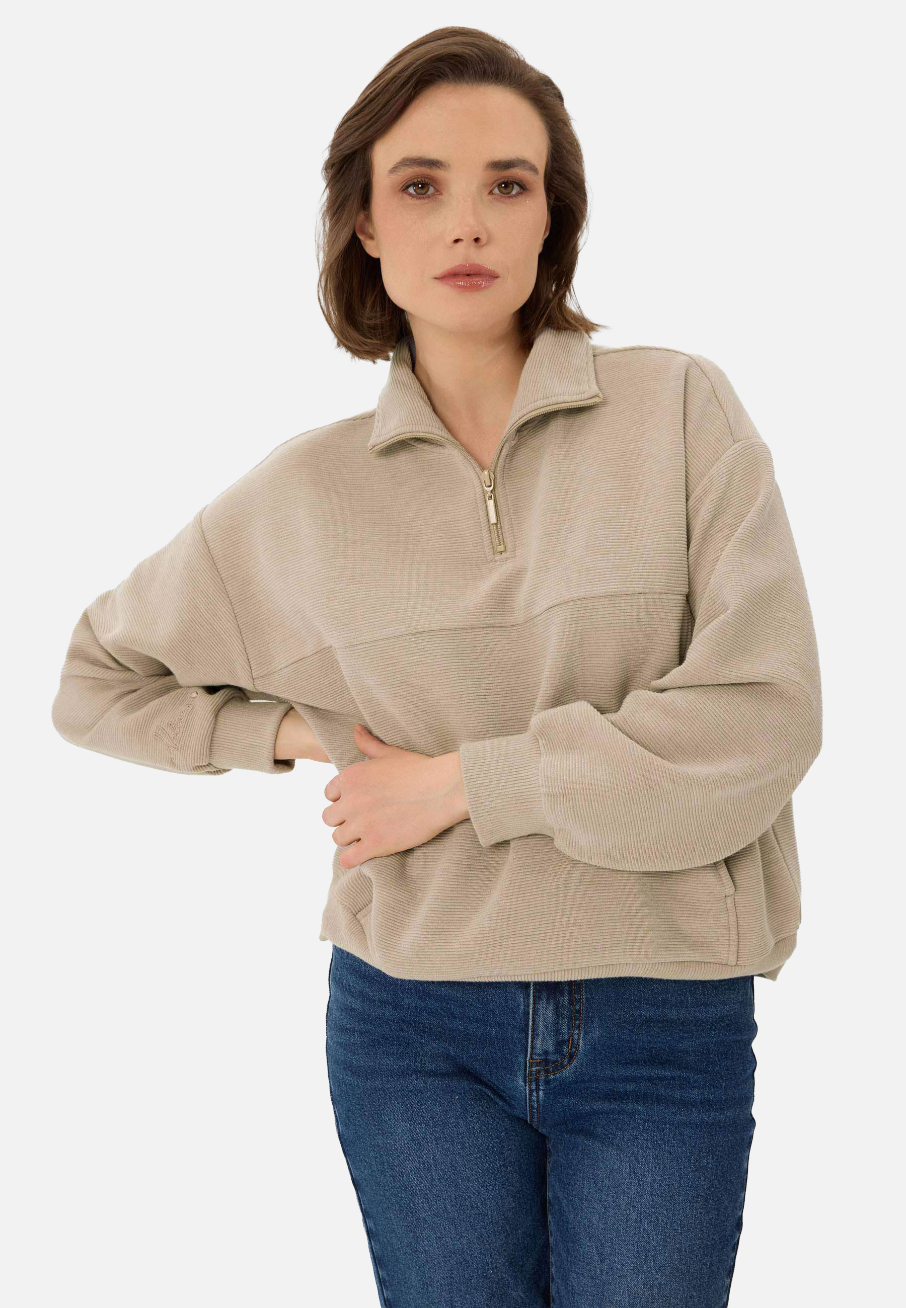 Prążkowana bluza ze stójką B-MOXI