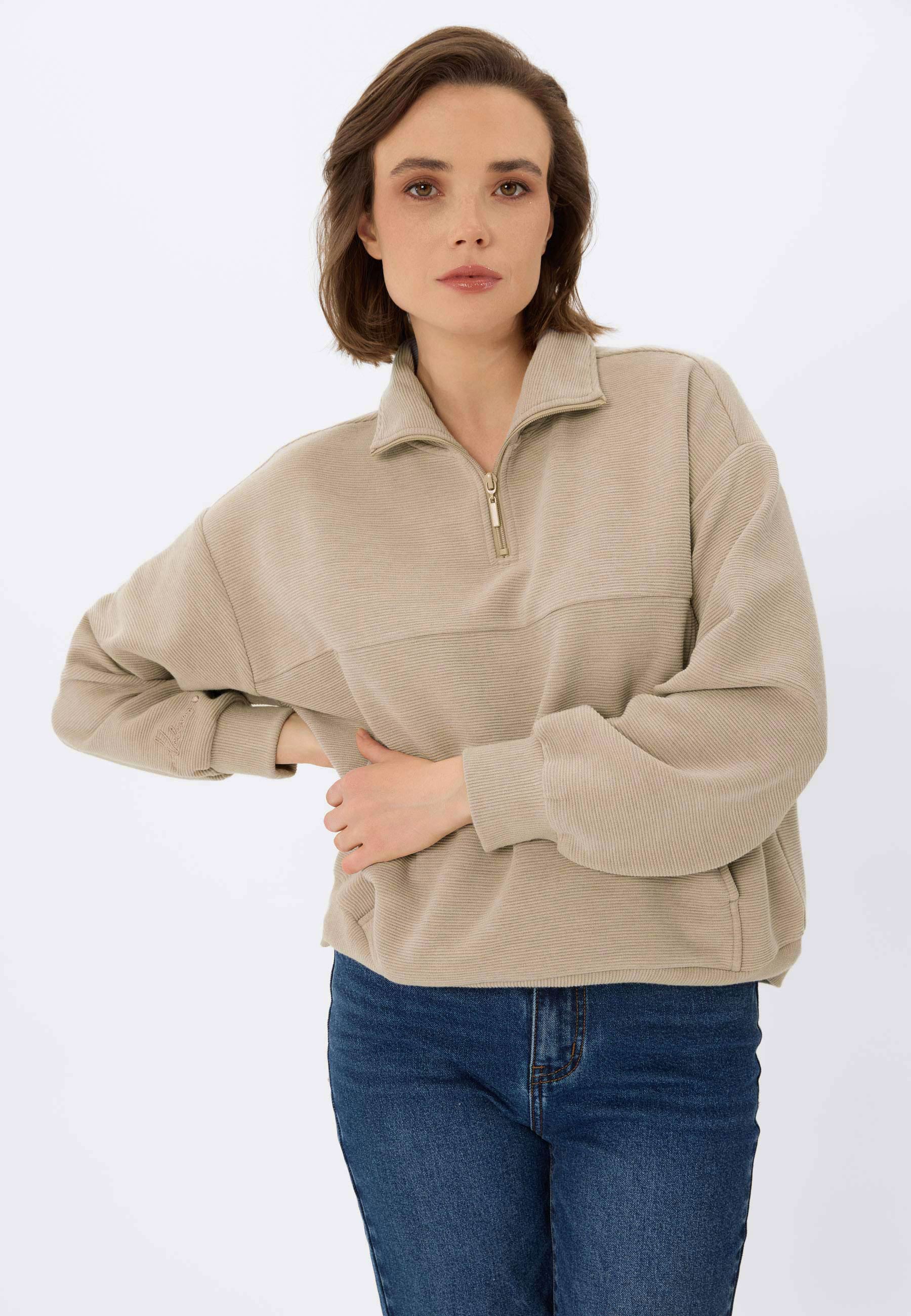 Prążkowana bluza ze stójką B-MOXI