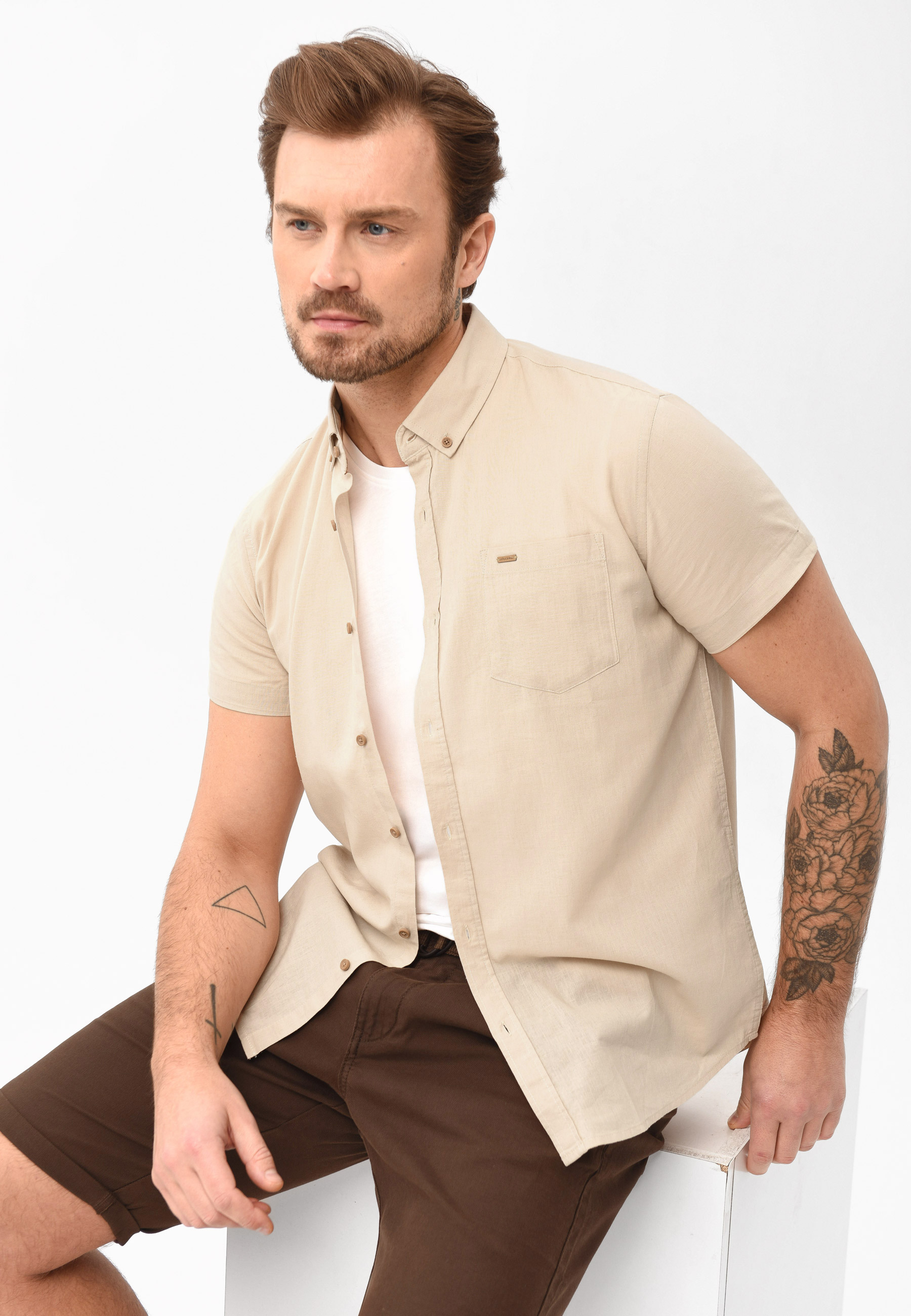 Koszula z lnem, Regular Fit, C-LIN