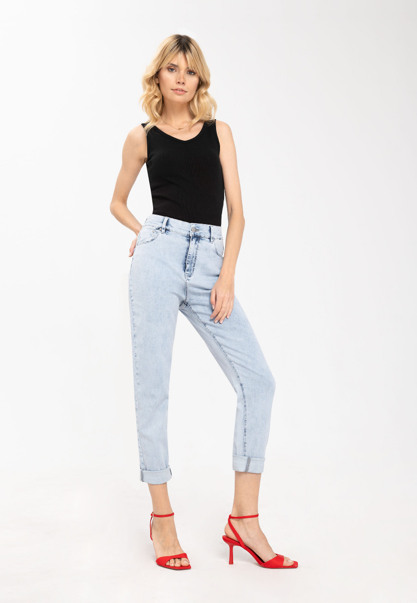 Damskie jeansy z luźnymi nogawkami, Mom Fit, D-LIDYA 3