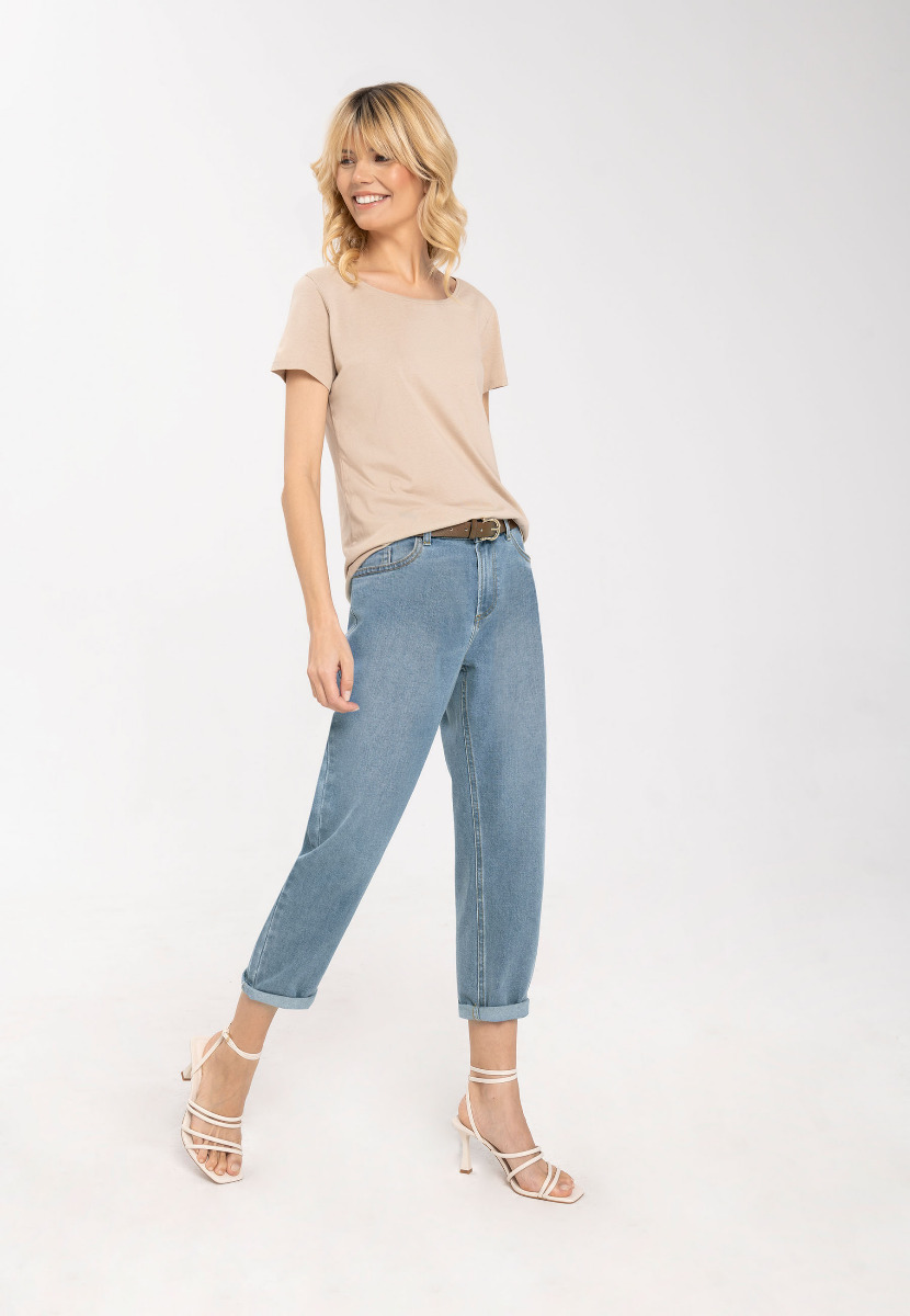 Spodnie jeansowe damskie, Mom Fit, D-TELLSY