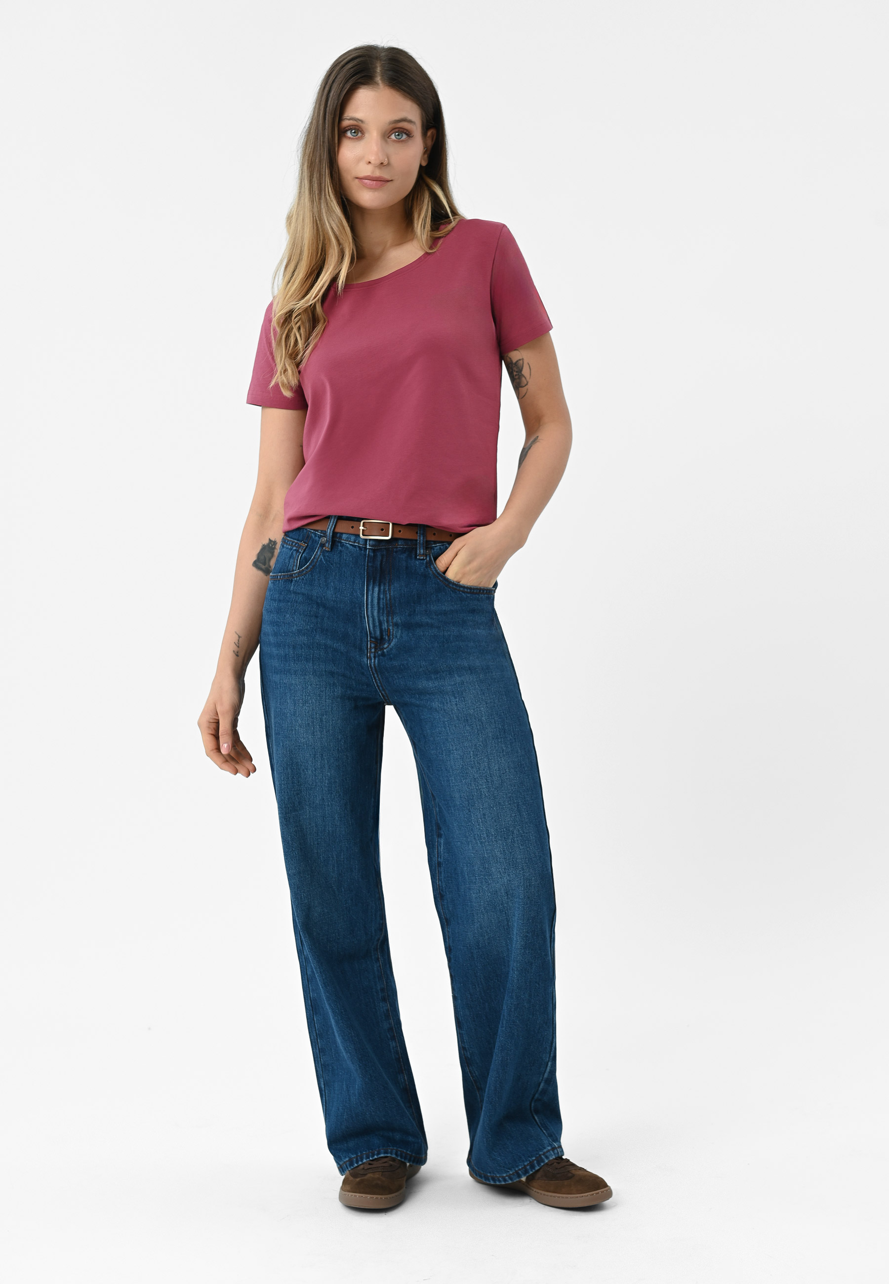 Niebieskie jeansy Bootcut Straight D-YANNA