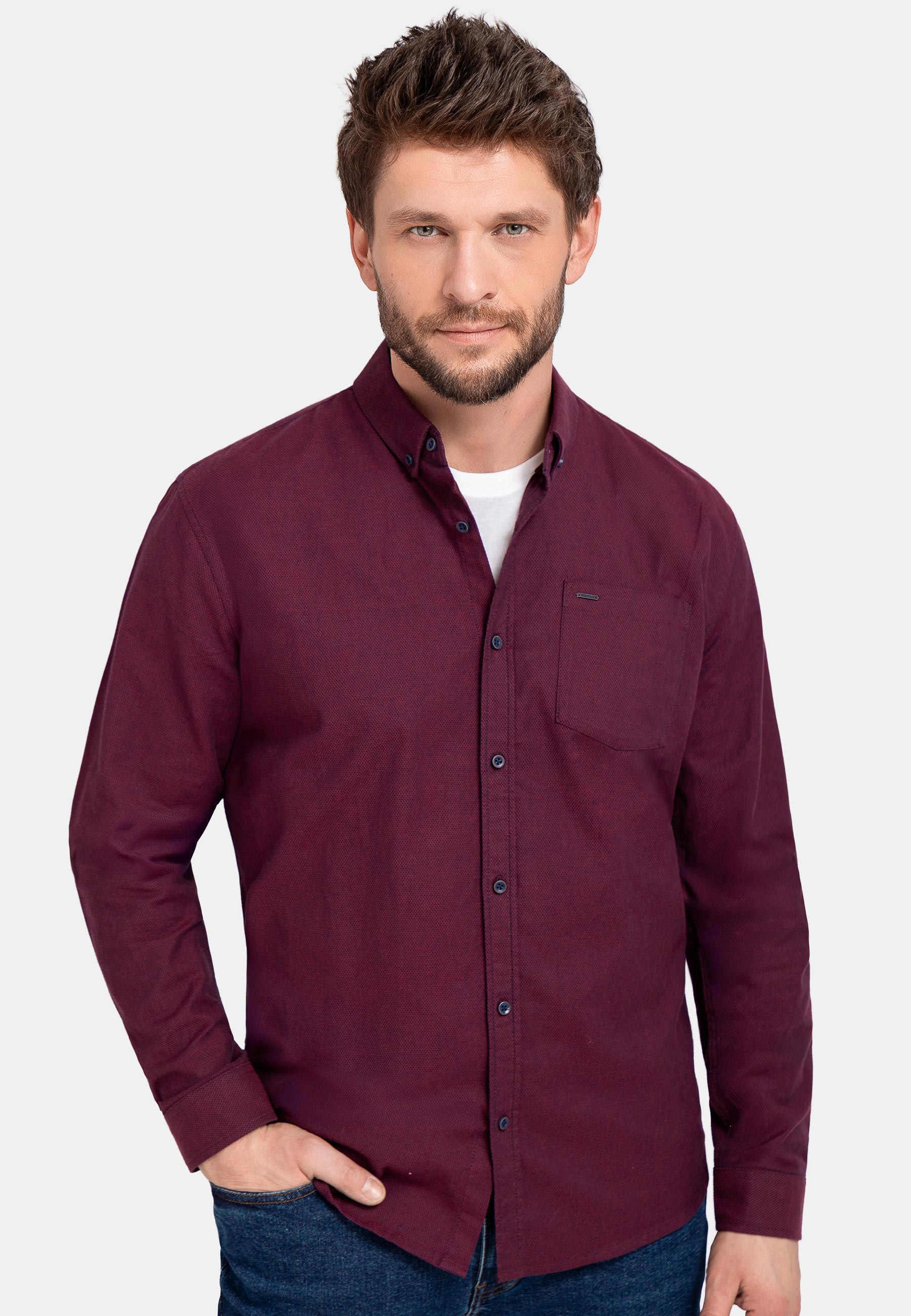 Burgundowa koszula, Regular Fit, K-BRIZO