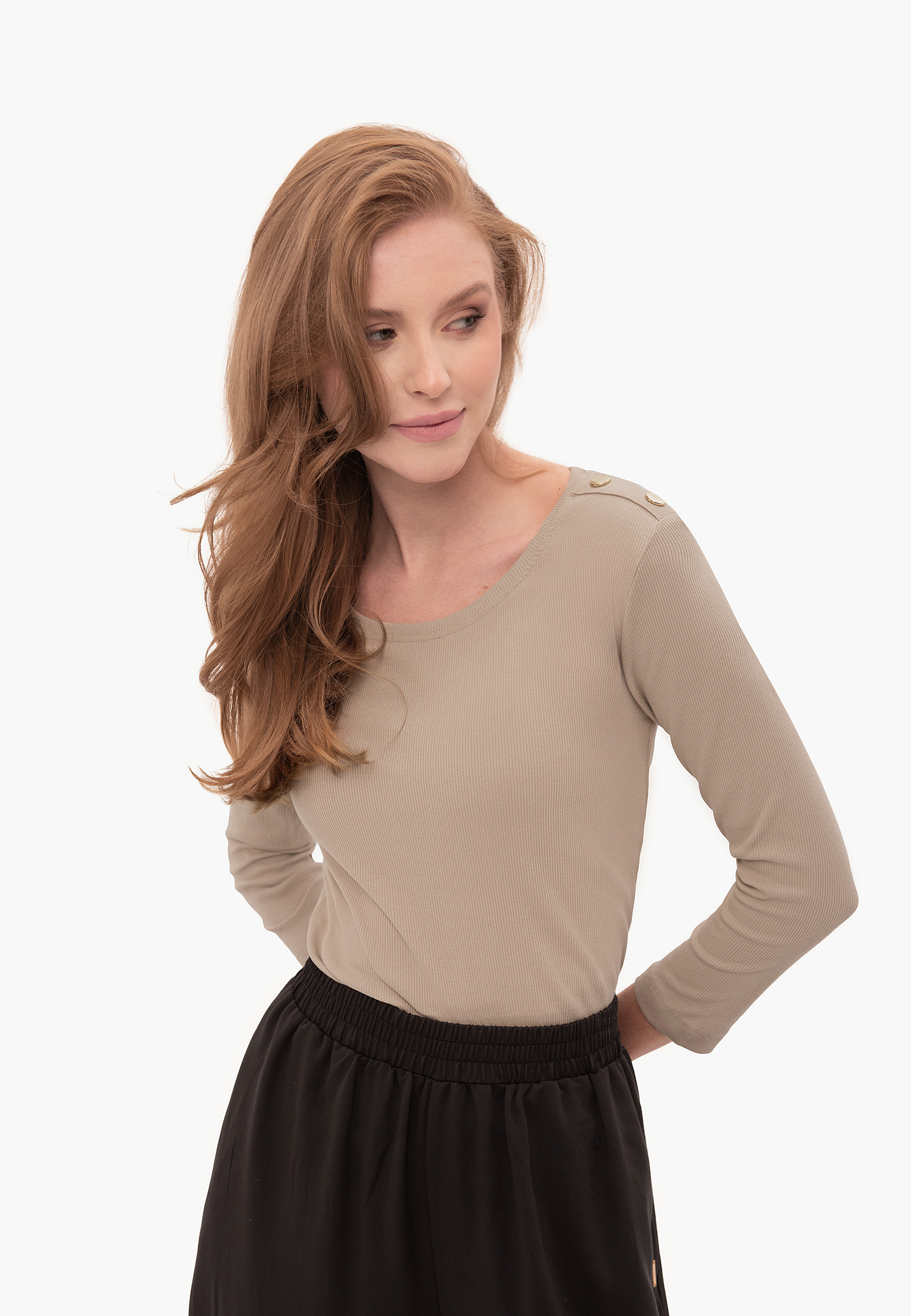 Koszulka damska z rękawem 3/4, Slim Fit, L-KATI