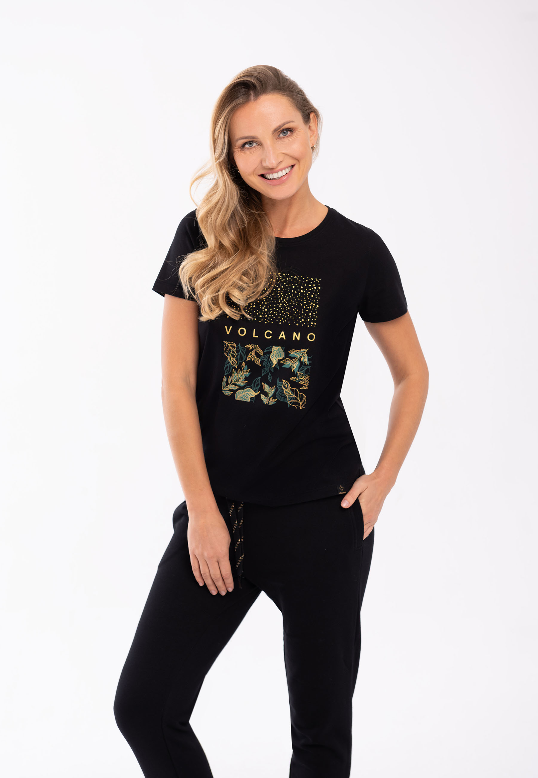 T-shirt z błyszczącą aplikacją T-ASH