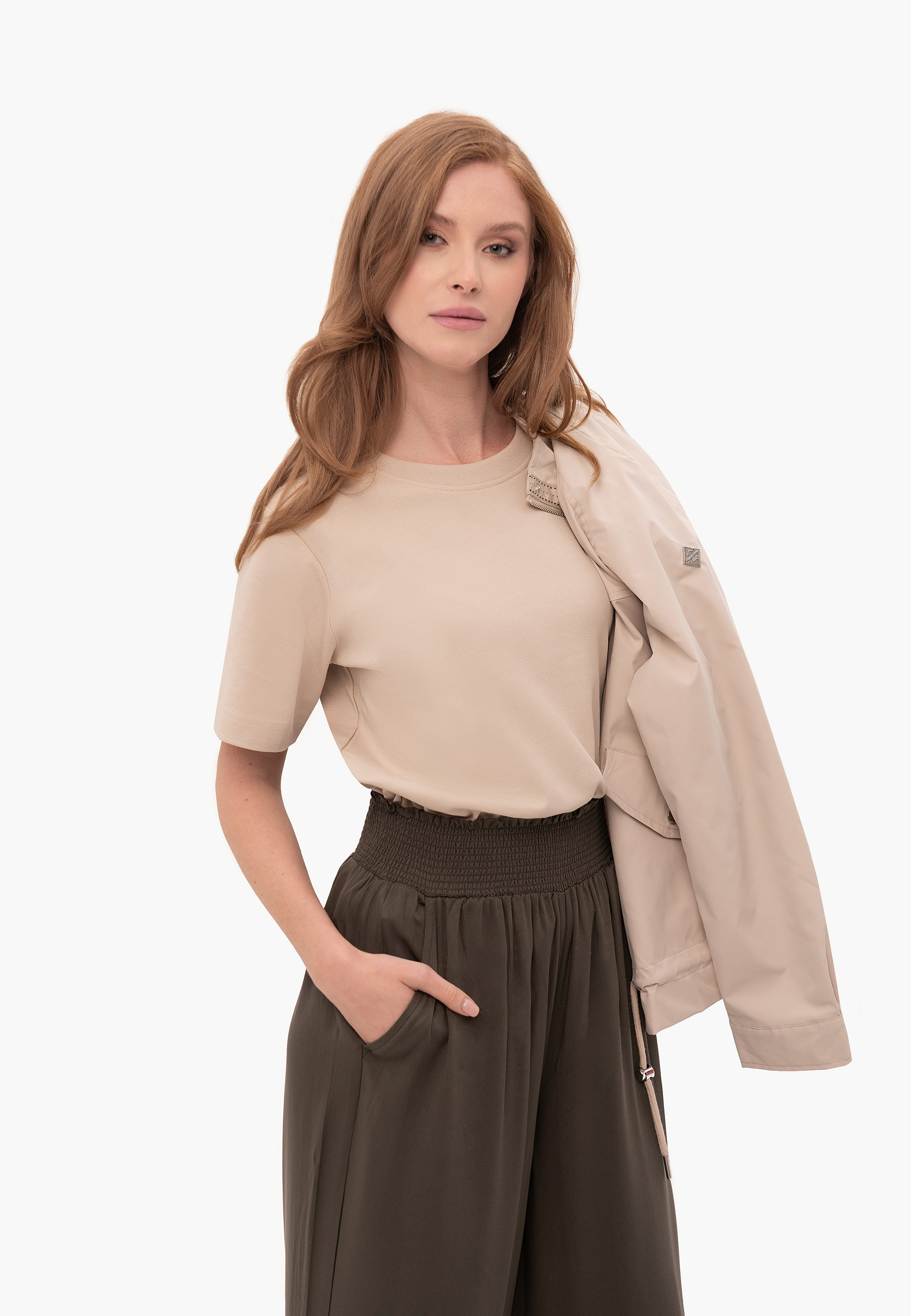 Gładka koszulka, Comfort Fit, T-LENI