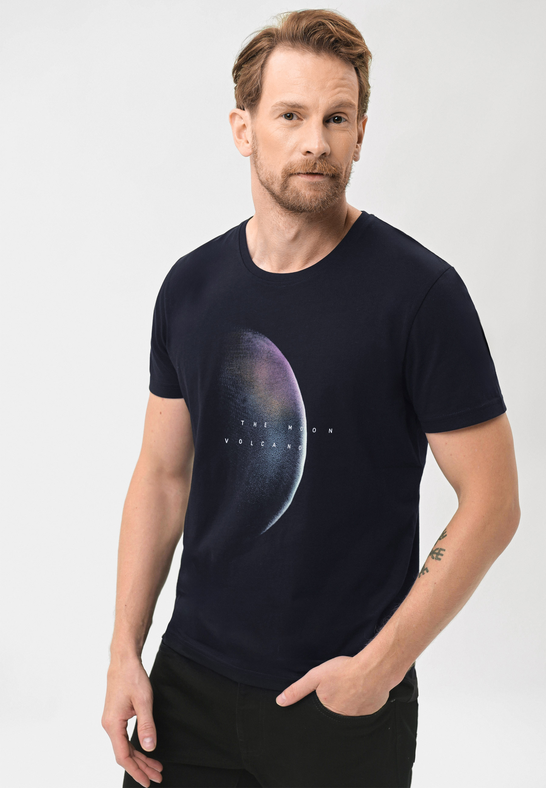 Granatowy t-shirt z printem T-LUNAR