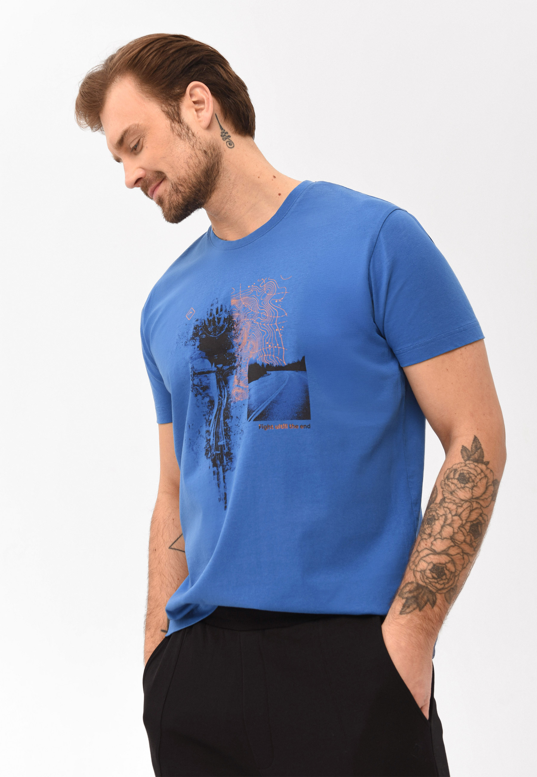 T-shirt bawełniany, Comfort Fit, T-ROADBIKE
