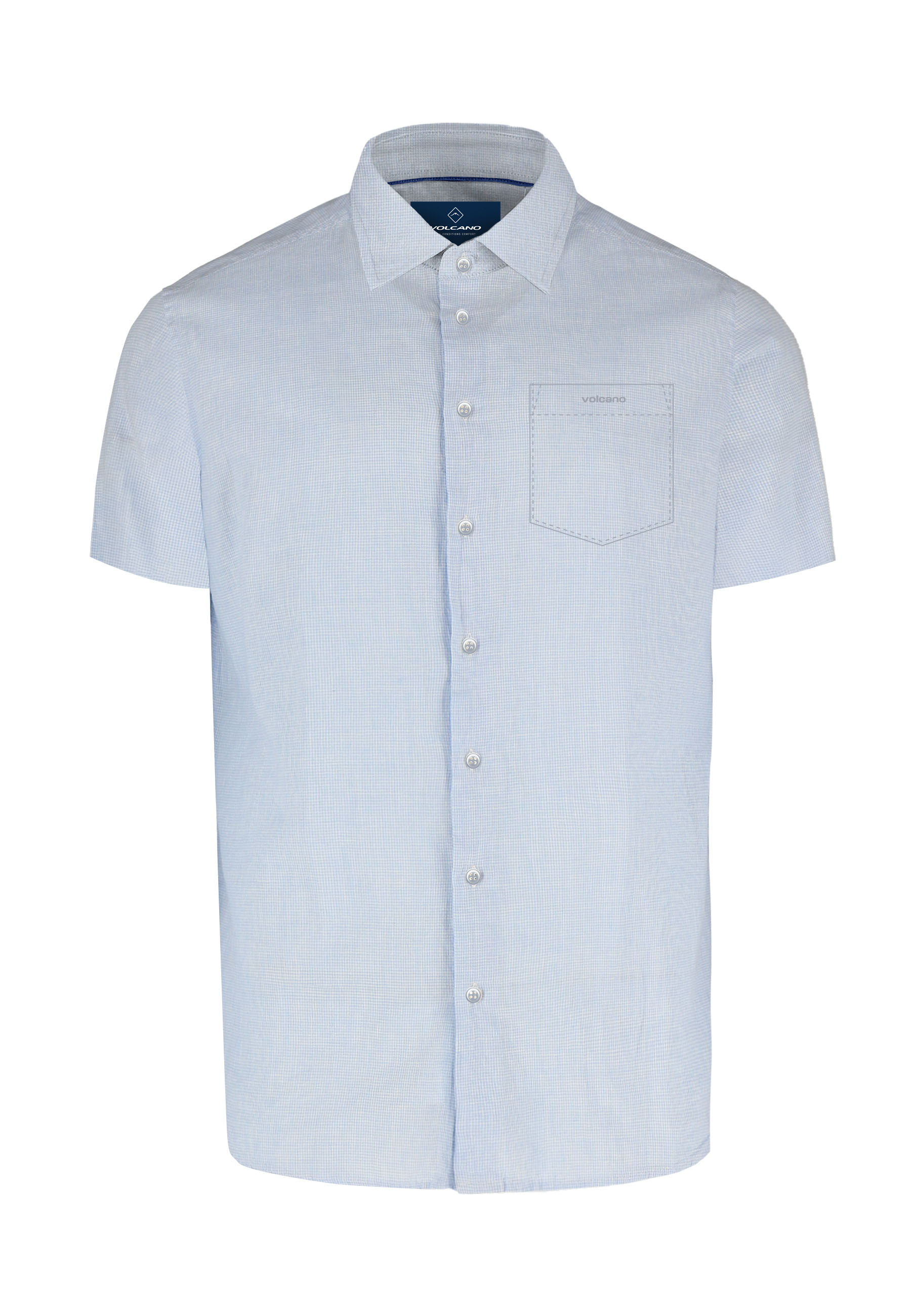 Koszula w kratkę z lnem, Regular Fit, C-DAZZI