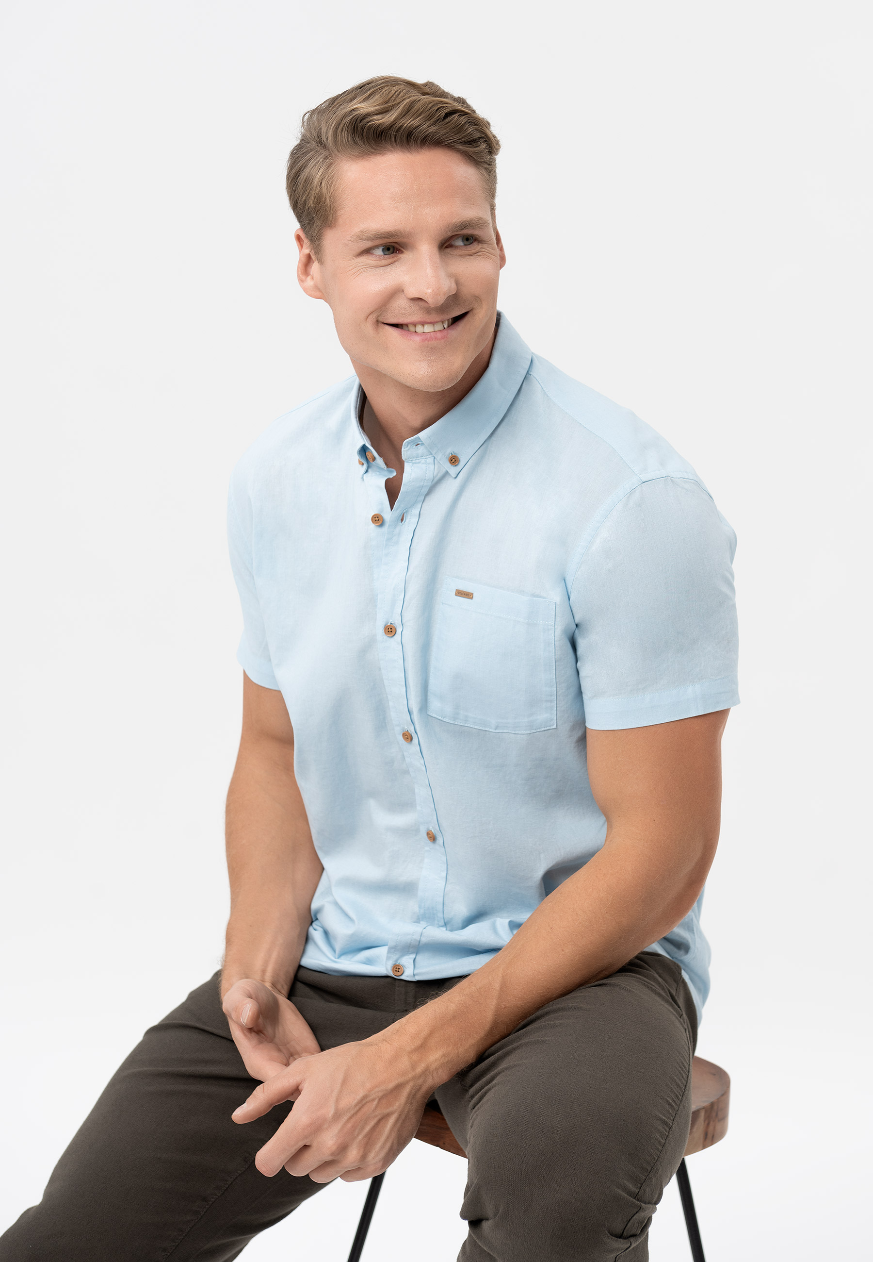 Koszula z lnem, Regular Fit, C-LIN