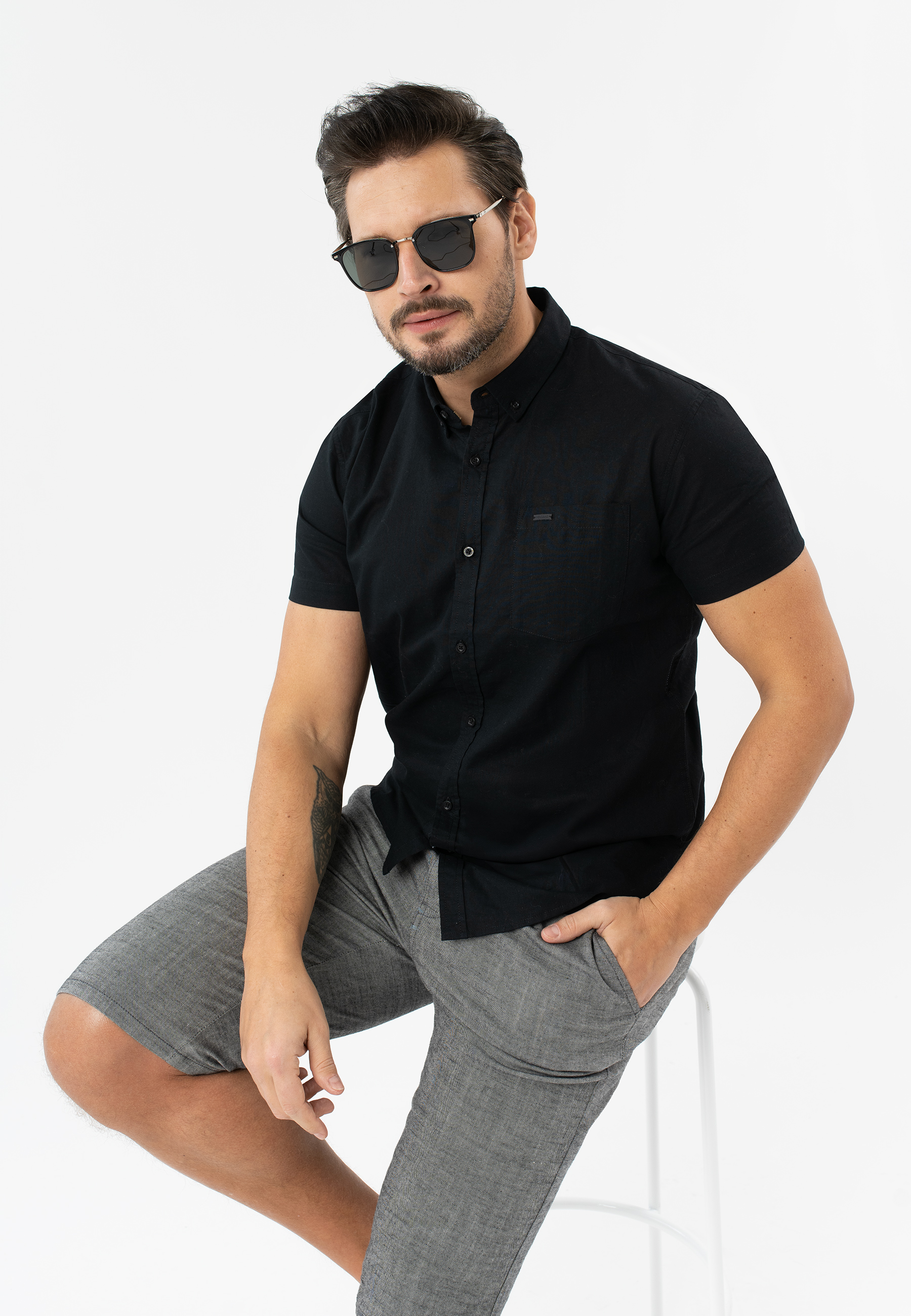 Koszula z lnem, Regular Fit, C-LIN