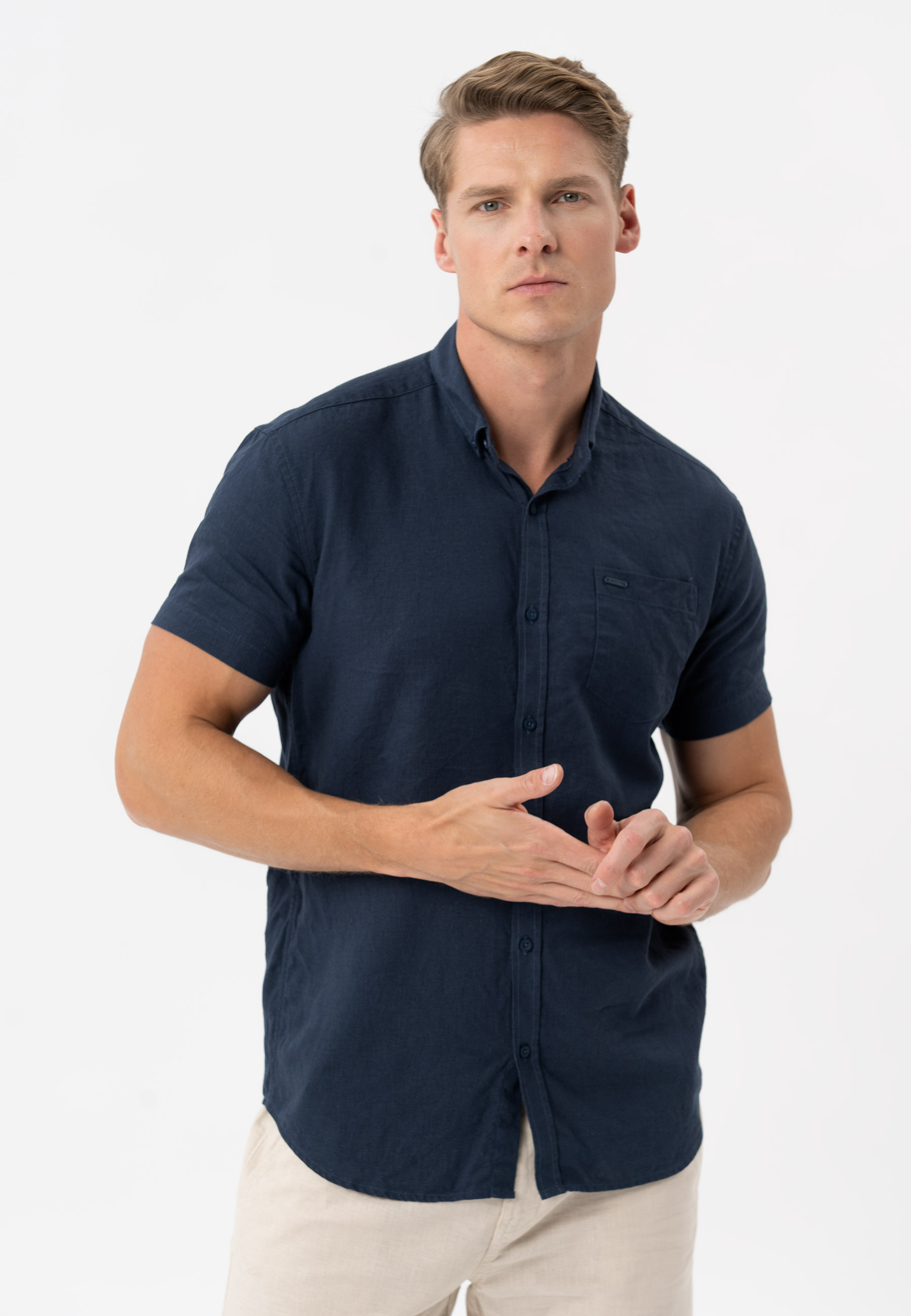 Koszula z lnem, Regular Fit, C-NIL