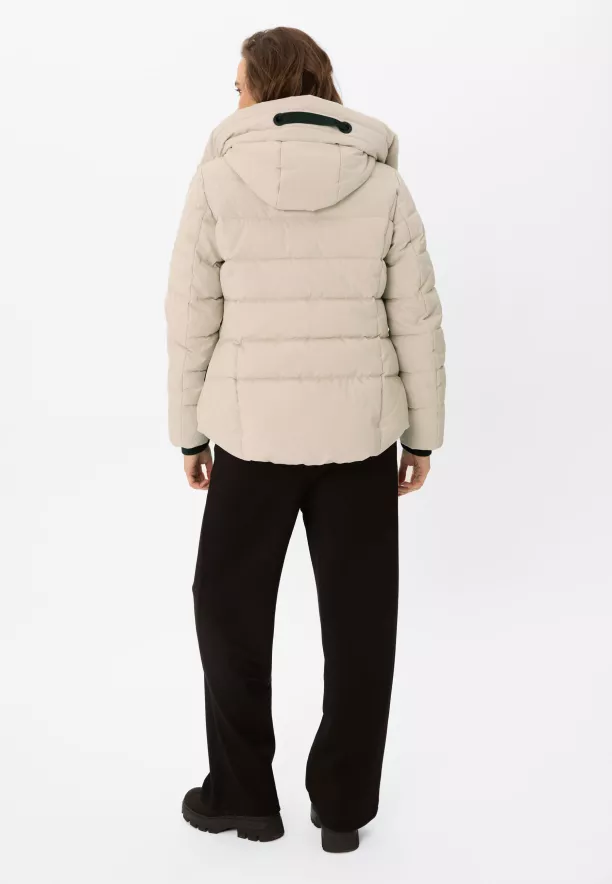 Beżowa, pikowana kurtka damska zimowa J-NEVIS