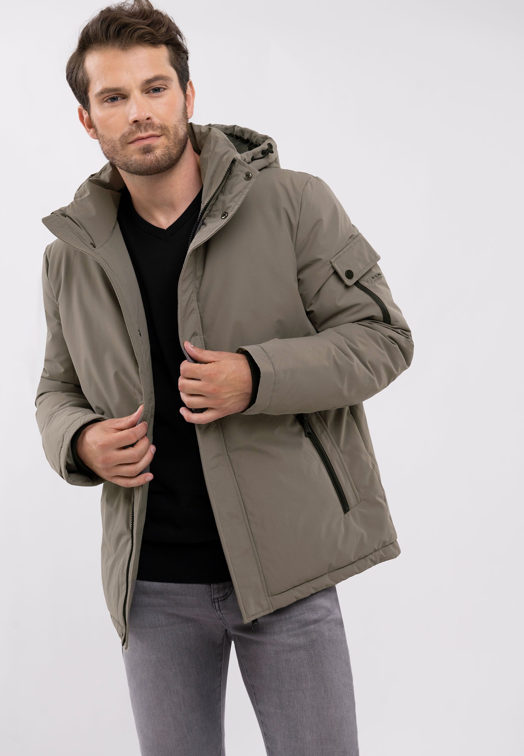 Ciepła szara kurtka męska J-BRUNO