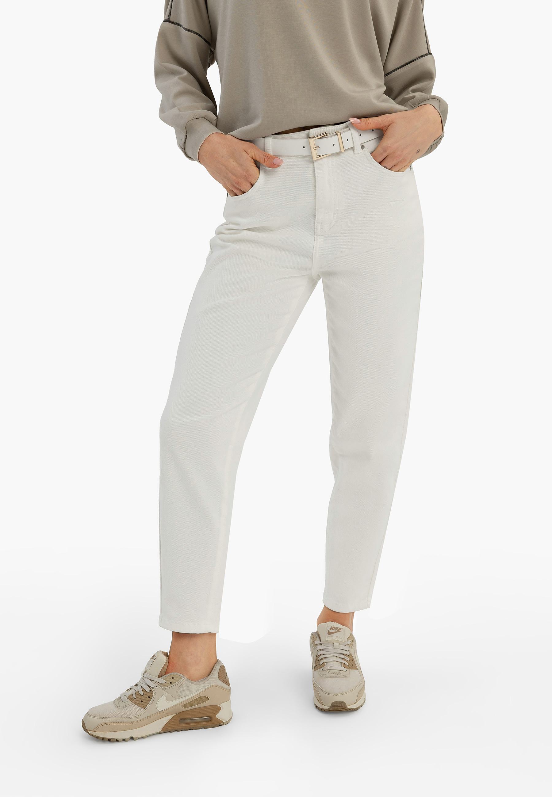 Kremowe jeansy, Carrot Fit, D-MAMMA 3