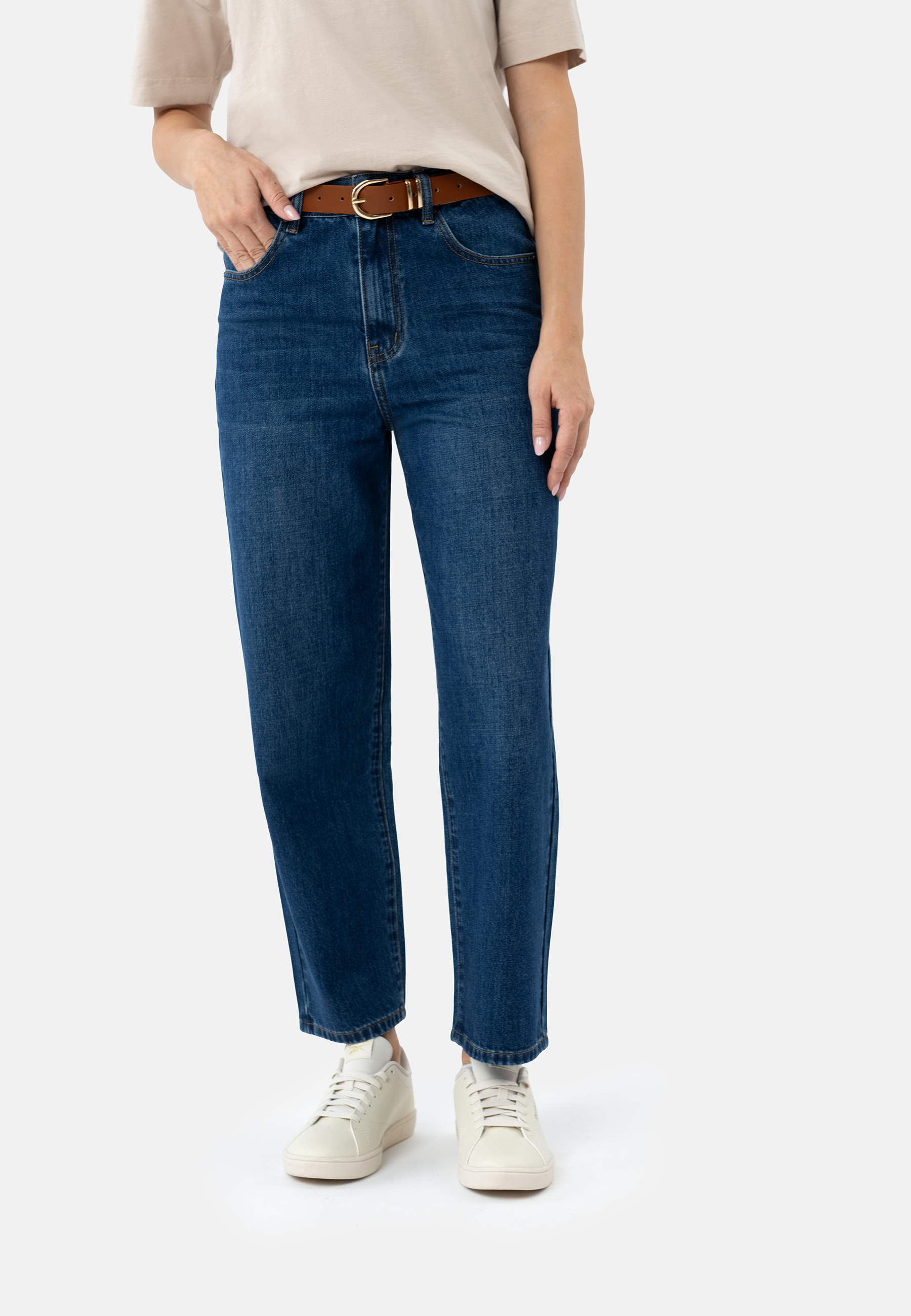 Ciemnoniebieskie jeansy, Cropped straight, D-NAYA