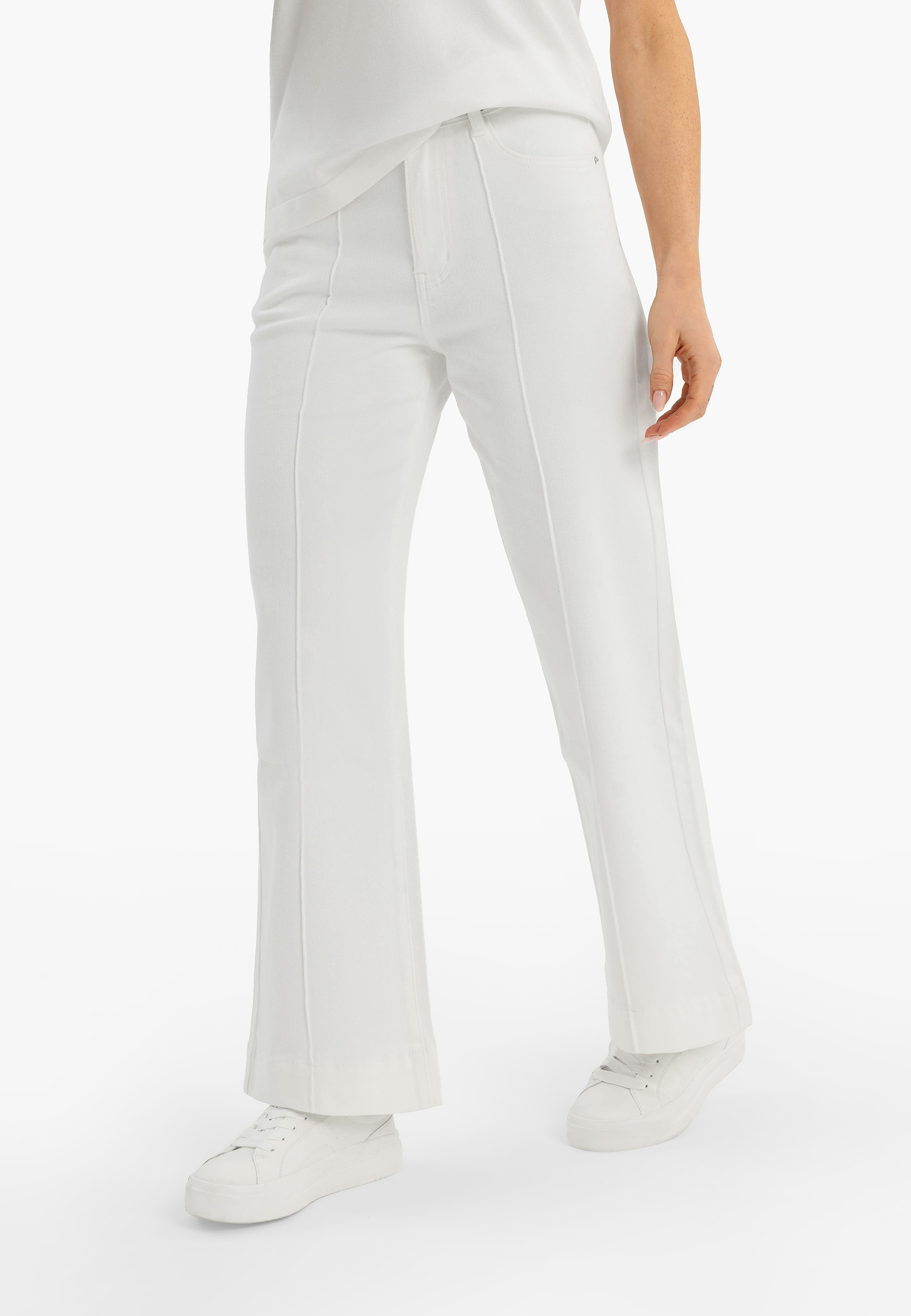 Kremowe jeansy z szeroką nogawką D-QUIZY