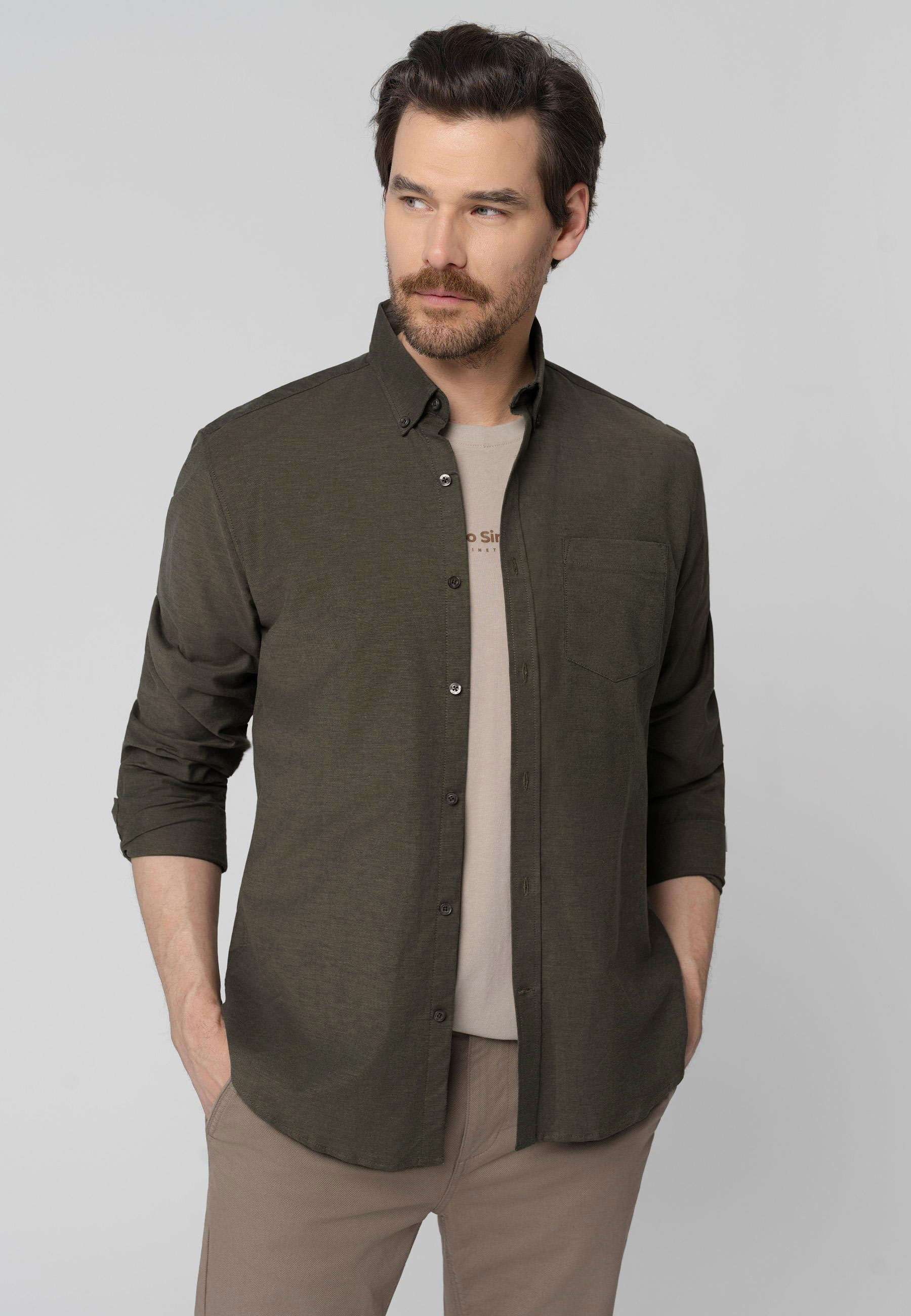 Koszula zielona, Slim Fit, K-CEBU