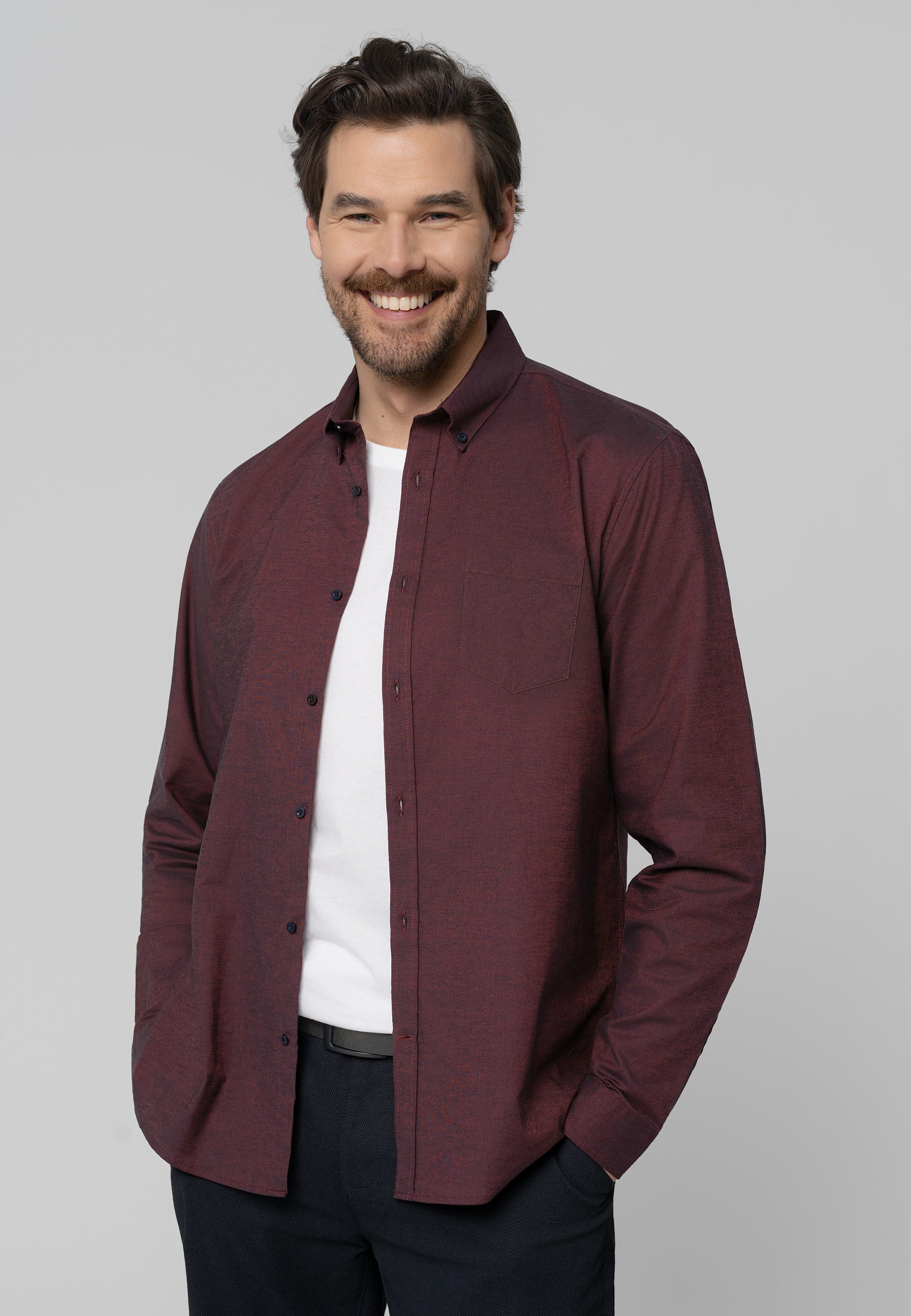 Koszula burgundowa, Slim Fit, K-CEBU