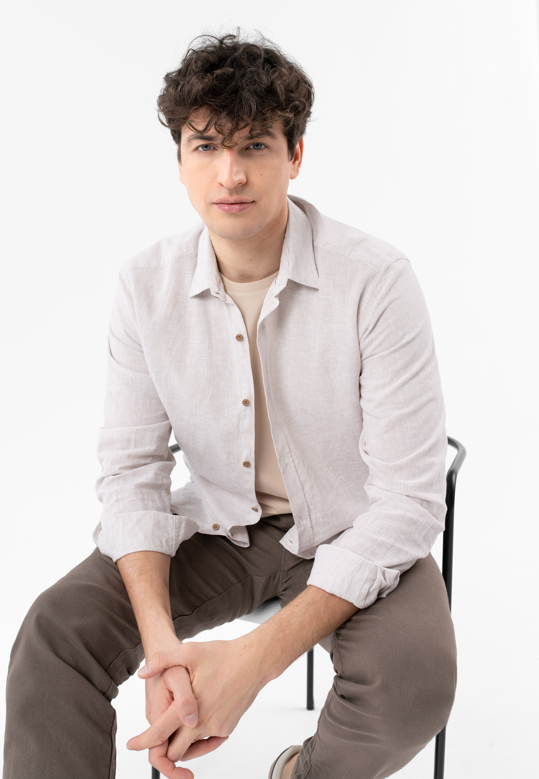 Lniana koszula w prążek K-FILIO