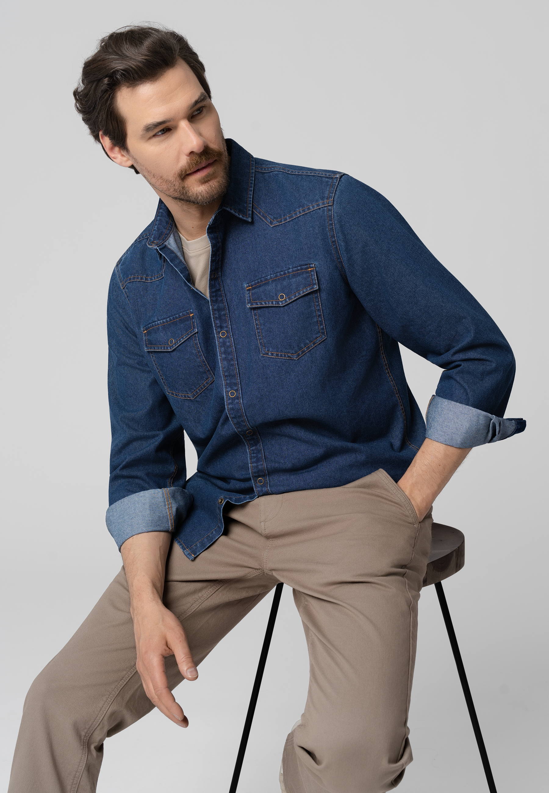 Niebieska koszula jeansowa, Regular Fit, K-MIRACUL