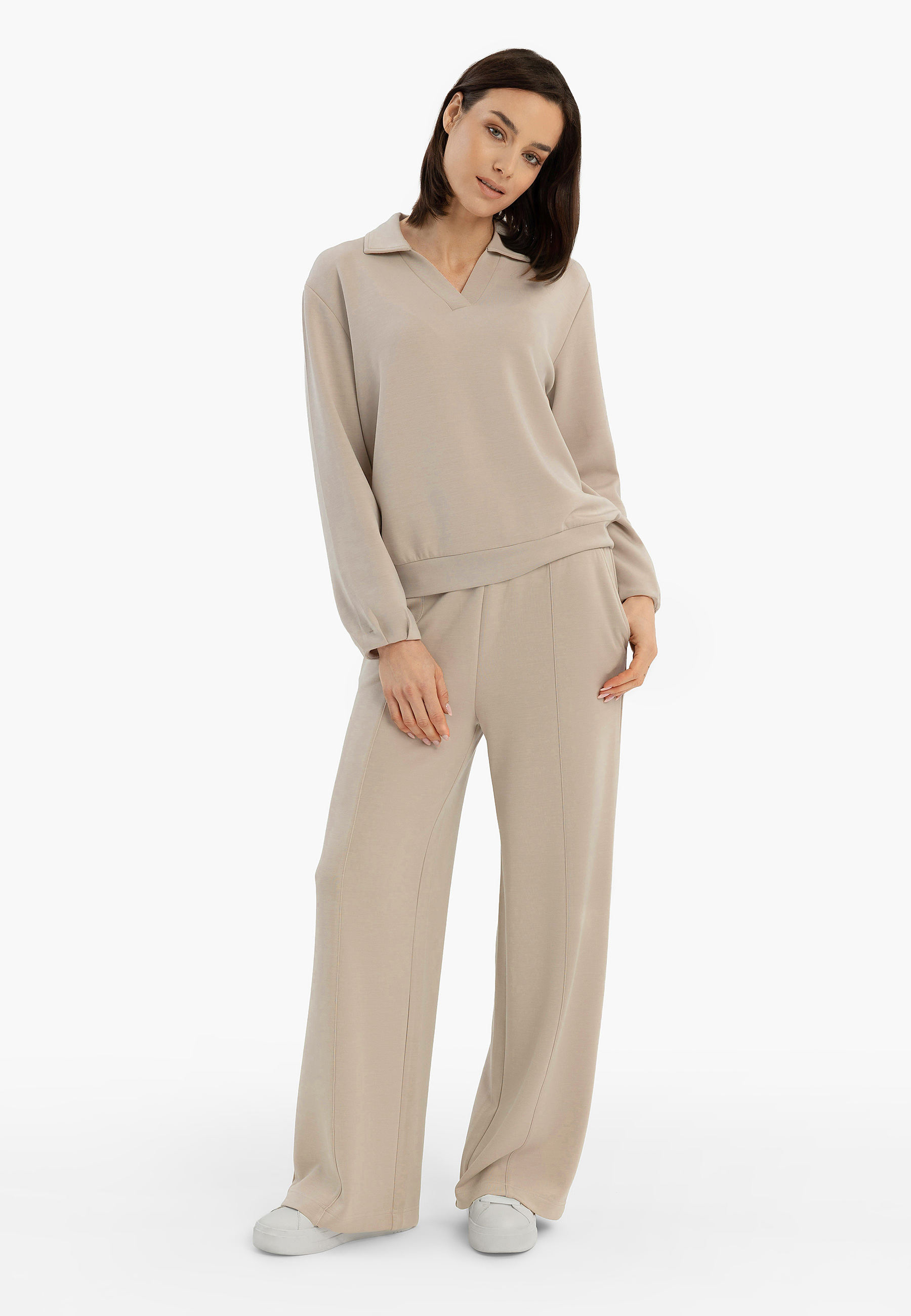 Spodnie dresowe z szeroką nogawką N-ERLA