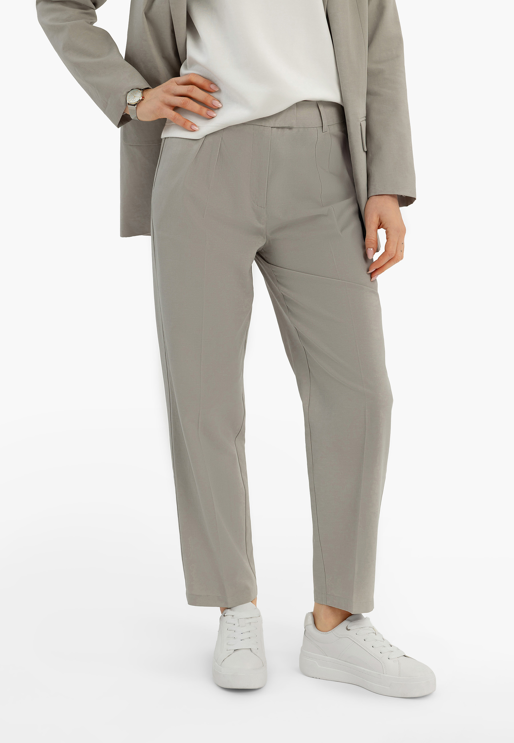 Materiałowe spodnie casual R-TERA