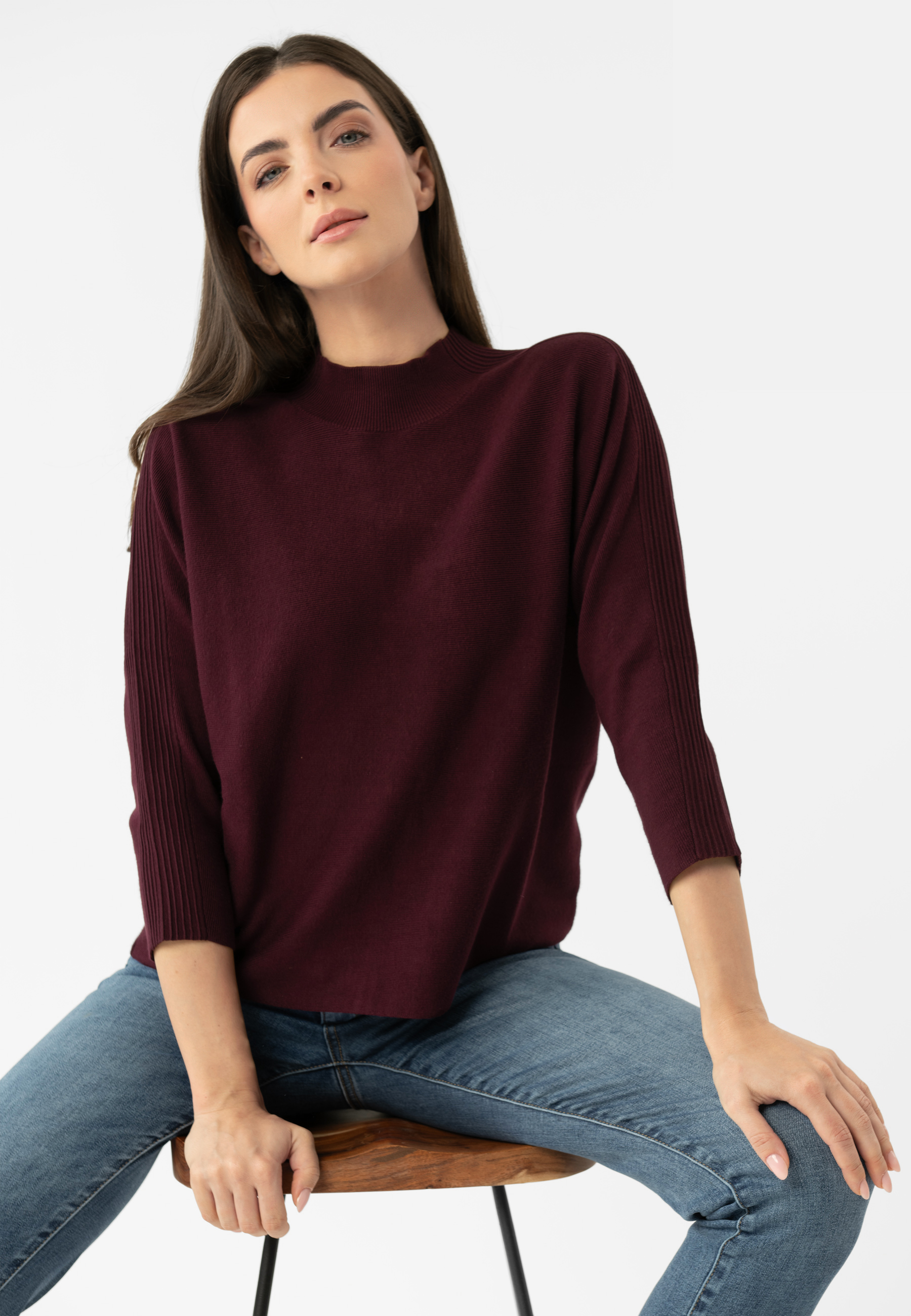 Burgundowy sweter S-TILLY