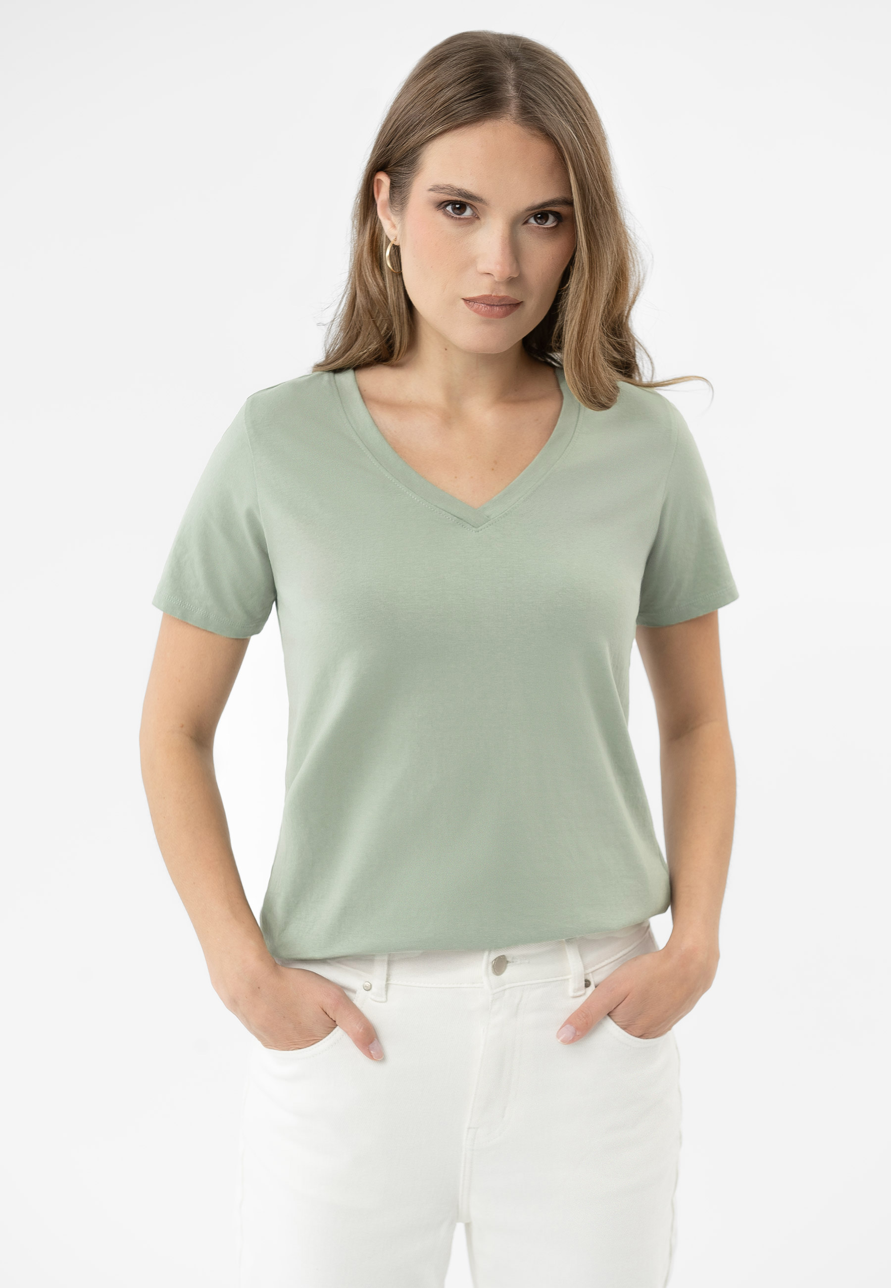 Koszulka z dekoltem w serek T-LEA