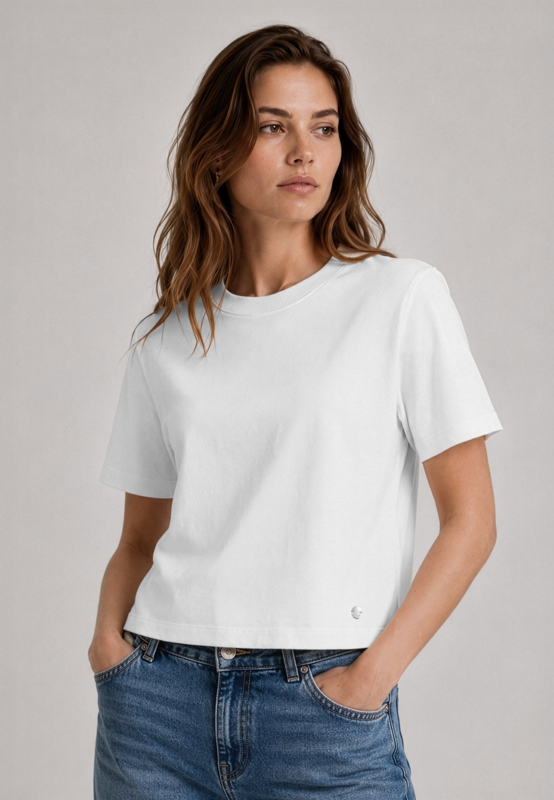 Gładka koszulka, Comfort Fit, T-LENI