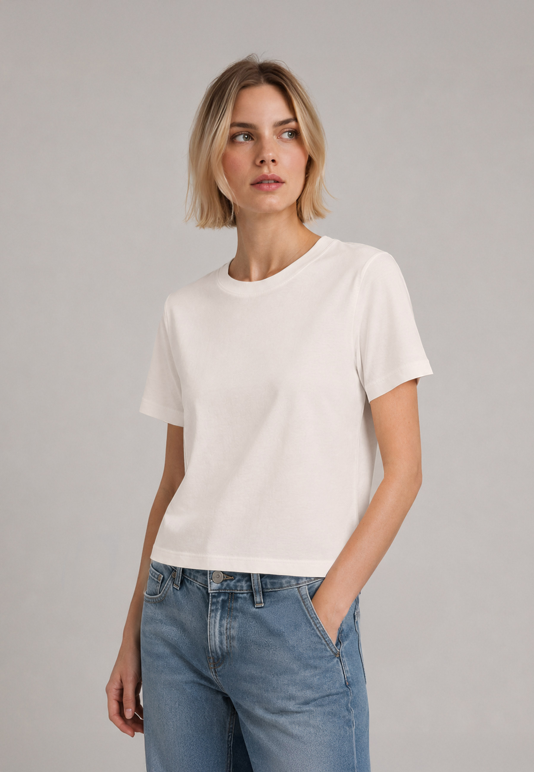 Gładka koszulka, Comfort Fit, T-LENI