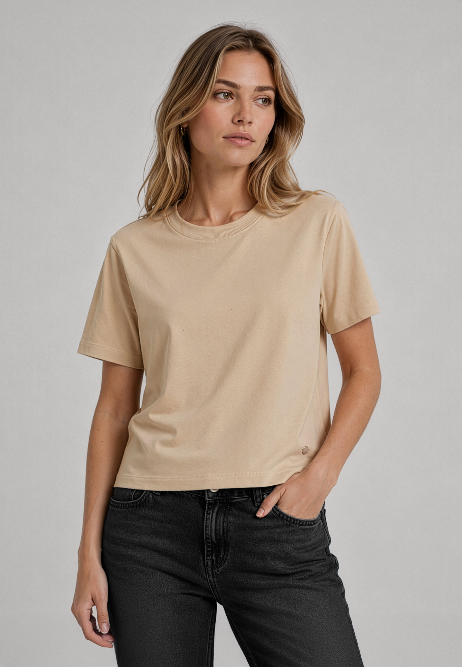 Gładka koszulka, Comfort Fit, T-LENI